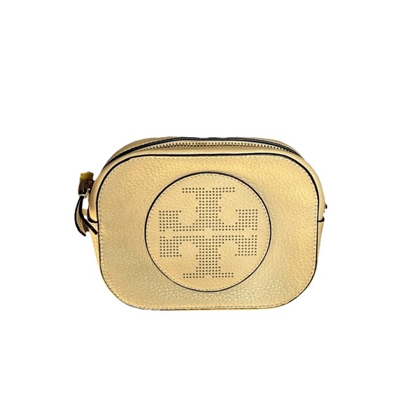 Tory Burch Women's Small Leather Beige Crossbody Bag Big Logo - Picture 10 of 13